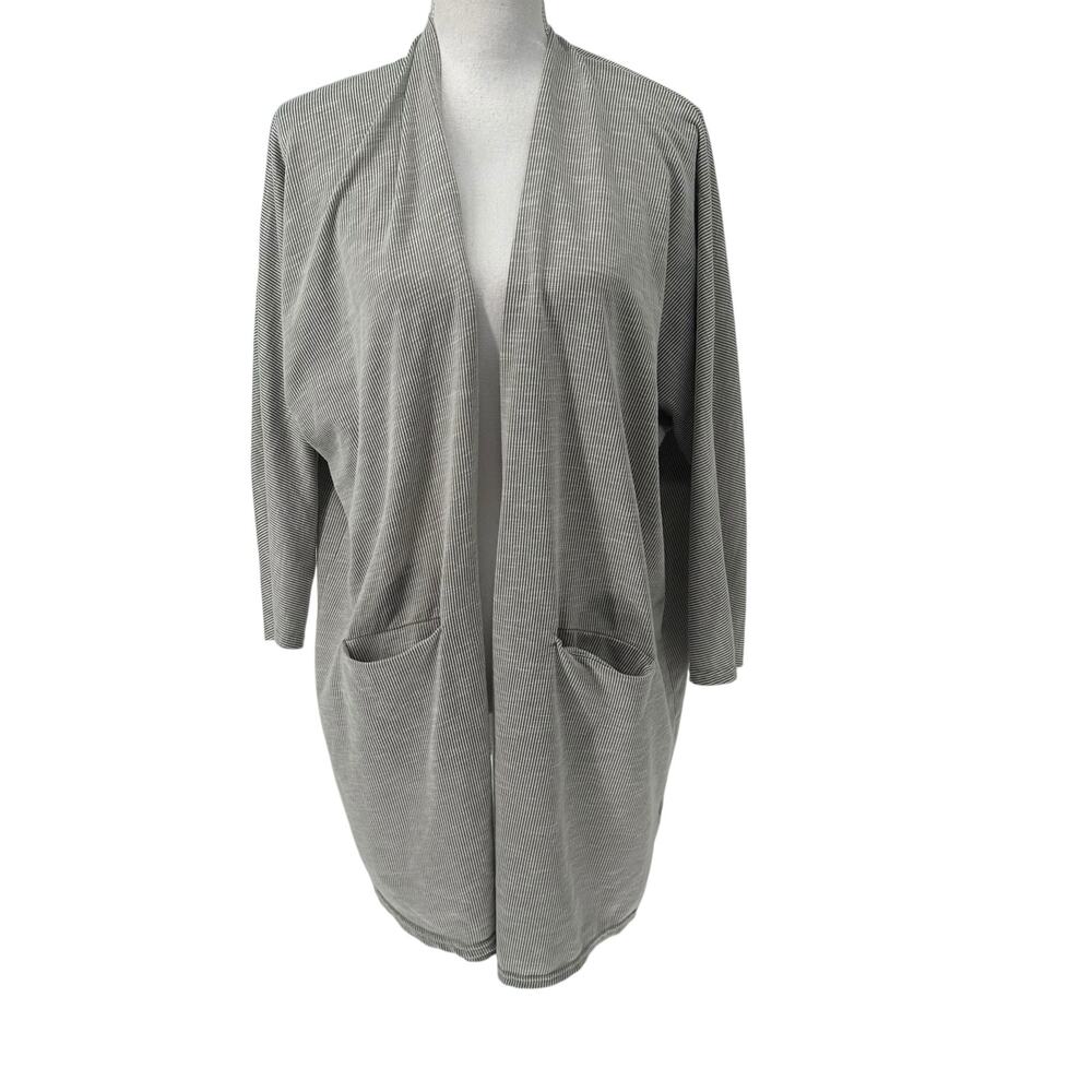 Donni. Gray Get Striped Open Front Tunic Cardigan OSFO